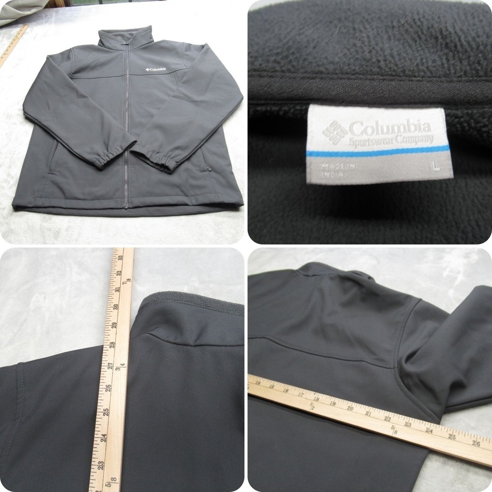 Columbia Jacket Men Large Gray Softshell Fleece Lined Light Full Zip Outdoor